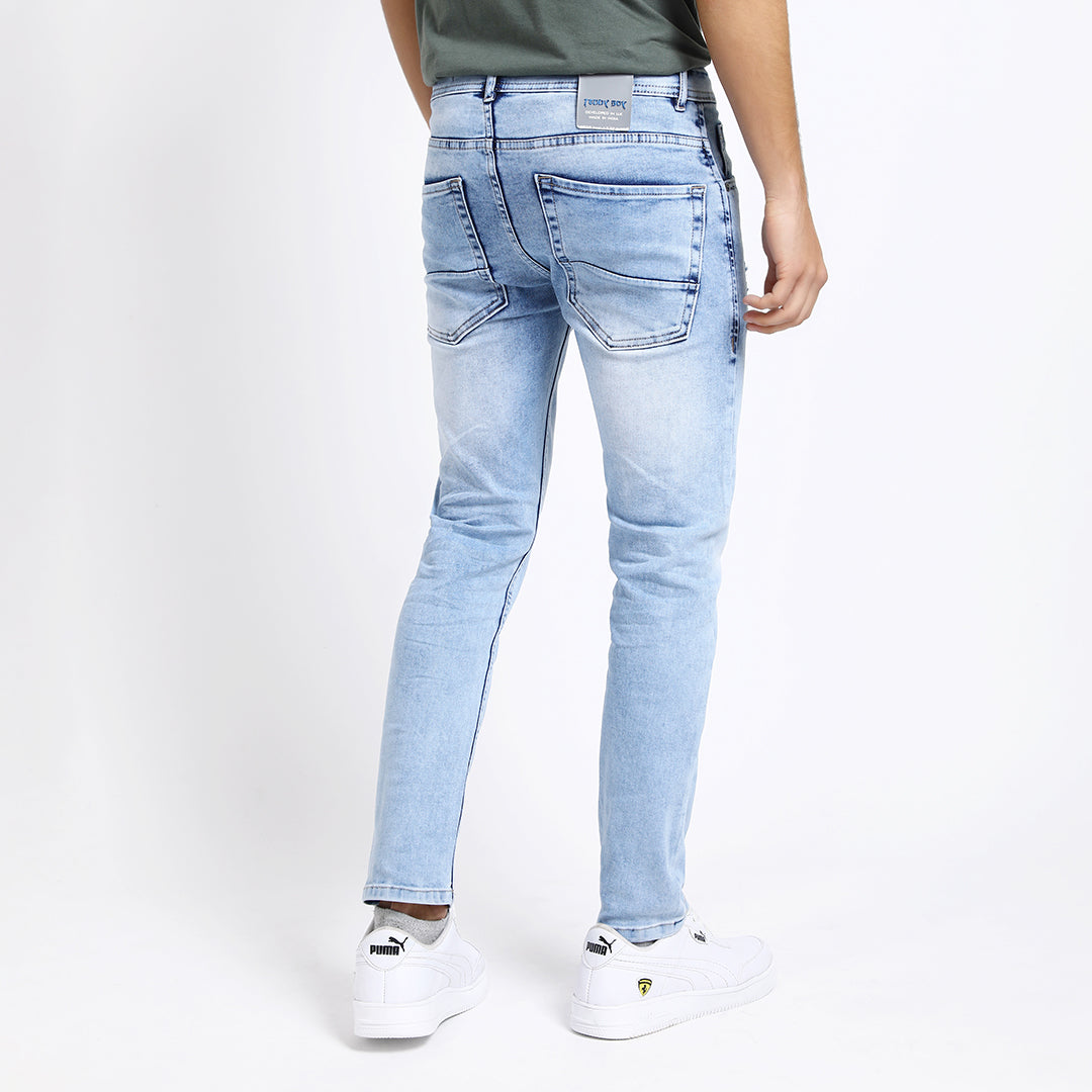 LIGHT BLUE DISTRESSED ANKLE FIT JEANS TEDDY 4762-2